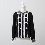 キラキラビジュレースリボンブラウス