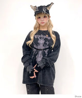 ピアス付ダメージ加工ネコキャップ帽子