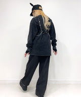ピアス付ダメージ加工ネコキャップ帽子