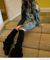 肩開きジップ2wayドラゴン柄配色チャイナブラウス/ワンピース