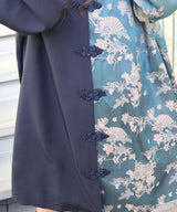 肩開きジップ2wayドラゴン柄配色チャイナブラウス/ワンピース