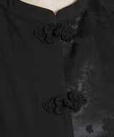 肩開きジップ2wayドラゴン柄配色チャイナブラウス/ワンピース