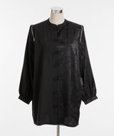 肩開きジップ2wayドラゴン柄配色チャイナブラウス/ワンピース