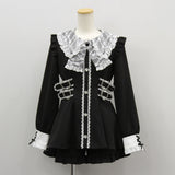 レースリボン襟フリルウエストハートバックルセットアップ