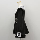 レースリボン襟フリルウエストハートバックルセットアップ