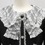 レースリボン襟フリルウエストハートバックルセットアップ