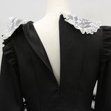 レースリボン襟フリルウエストハートバックルセットアップ