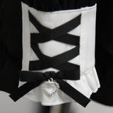 レースリボン襟フリルウエストハートバックルセットアップ