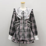 レースリボン襟フリルウエストハートバックルセットアップ