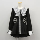 レースリボン襟フリルウエストハートバックルセットアップ