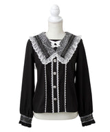 角襟クモレーススタッズブラウス