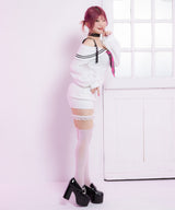 【メール便】フリフリガーターベルト風薄手デニールソックスタイツ