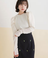 【新春セール】リブパワショルシアー袖トップス