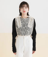【メール便】コード刺繍レースフリル2wayベスト
