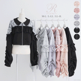 ヨークレースフリルショートブルゾン【大きいサイズ有り】