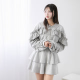 ヨークレースフリルショートブルゾン【大きいサイズ有り】