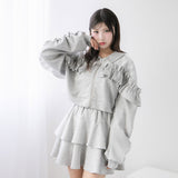 ヨークレースフリルショートブルゾン【大きいサイズ有り】