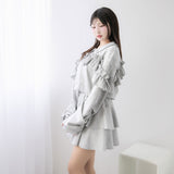 ヨークレースフリルショートブルゾン【大きいサイズ有り】