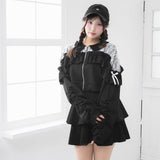 ヨークレースフリルショートブルゾン【大きいサイズ有り】