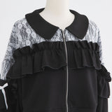 ヨークレースフリルショートブルゾン【大きいサイズ有り】