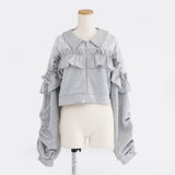 ヨークレースフリルショートブルゾン【大きいサイズ有り】