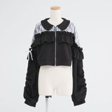 ヨークレースフリルショートブルゾン【大きいサイズ有り】