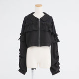 ヨークレースフリルショートブルゾン【大きいサイズ有り】