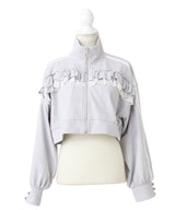 【新春セール】ハイネックフリルレースリボンパーカー