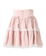 【新春セール】フリルリボンたっぷり裏毛スカート