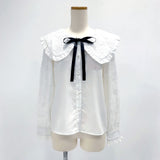 【新春セール】【4L~6L】選べる衿レース重ね上品ブラウス