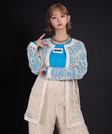 【最上もが着用】コード刺繍メッシュチュニックカーデ