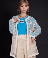 【最上もが着用】コード刺繍メッシュチュニックカーデ