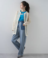 【最上もが着用】コード刺繍メッシュチュニックカーデ