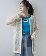 【最上もが着用】コード刺繍メッシュチュニックカーデ