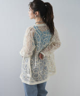 【最上もが着用】コード刺繍メッシュチュニックカーデ