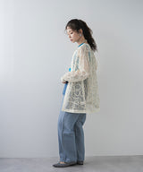 【最上もが着用】コード刺繍メッシュチュニックカーデ