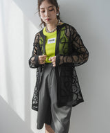 【最上もが着用】コード刺繍メッシュチュニックカーデ