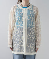 【最上もが着用】コード刺繍メッシュチュニックカーデ