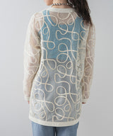 【最上もが着用】コード刺繍メッシュチュニックカーデ