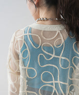 【最上もが着用】コード刺繍メッシュチュニックカーデ