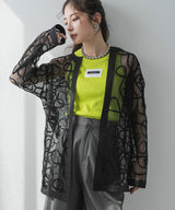 【最上もが着用】コード刺繍メッシュチュニックカーデ