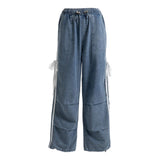 ラインリボンデニムパラシュートパンツ