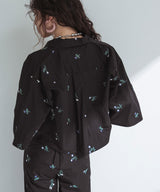 【メール便】タフタ刺繍ハーフスリーブブラウス