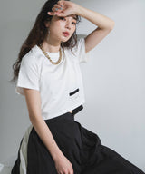 【メール便】クロップドバイカラーポケットTシャツ