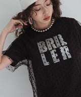 【メール便】チュールレイヤード箔プリントTシャツ