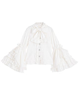 フリルハイネックレースリボンプリンセスブラウス