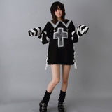 十字架スタッズストライプワンピース