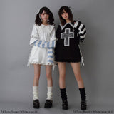 十字架スタッズストライプワンピース