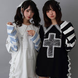 十字架スタッズストライプワンピース