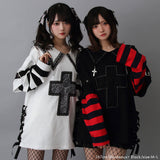 十字架スタッズストライプワンピース